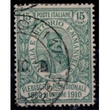 1910 - Italien - AFA 90- Frimærke - 50 året for folkeafstemningen i Nepal - 15 (+5) grøn - Stemplet.